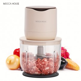 MOCCA HOUSE Wireless Meat Grinder with USB Charging, 20.29oz Large Capacity, Household Electric Multi-Function Food Processor, Mincer, Blender, Juicer, Ice Crusher