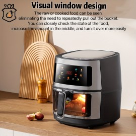 1.59gal Family Air Fryer Oven with Large Basket, Digital Timer & Keep Warm Function, Powerful 1350W, Stainless Steel Exterior & ABS Construction, for Home, Parties, Restaurants - Compatible with US Outlets (110-240V), Restaurant Equipment, Sleek Design, Durable Construction, Multifunctional Cooker, Professional Kitchens