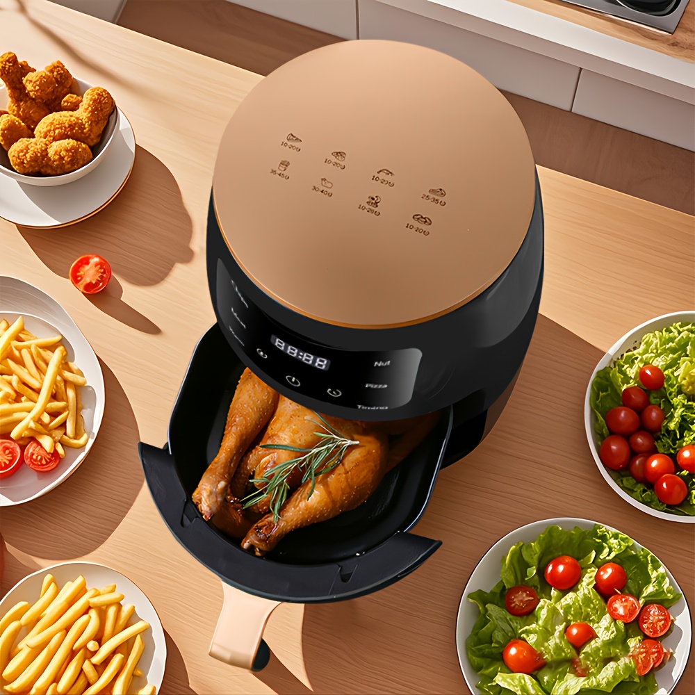 [4.5L Air Fryer] US Standard 4.5L Air Fryer With 8 Preset Cooking Modes, Deep Oil Heating Basket For Even Heat Distribution, Non-Stick Roasting Rack, 4 Premium Materials, Suitable For Chicken Drumsticks, Shrimp, French Fries, Compact Design