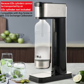 [Heavy-Duty Soda Maker] Hilton Heavy-Duty Stainless Steel Sparkling Water & Soda Maker | Non-Electric Carbonating Machine, Compatible with 1L PET Bottles & 60L CO2 Exchange Carbonators (Screw-in Compatible, for Home, Kitchen, Parties - CO2 Not Included)