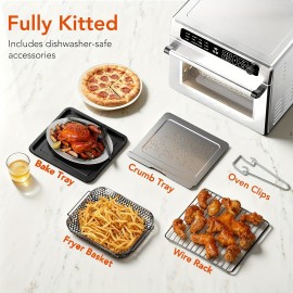 12-in-1 Portable Air Fryer Toaster Oven with Grill, Broil & Convection Bake - Large Capacity 6.34gal Stainless Steel Oven, 1400W Power, LED Touchscreen & Knob Control, Compact Design Suitable for, Dorm, RV - Quick & Easy Multi-Function Appliance