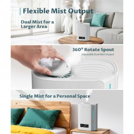 1.59gal Large Cool Mist Humidifier for full - 60-Hour Top-Fill Tank, Soundwave technology Quiet Operation, Humidistat Control & Diffuser for essential Oils, Nursery/Bedroom/Whole House Humidifiers, White