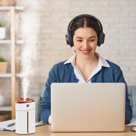 Mini USB Humidifier for Home, Car & Desk - Compact Air Mist Sprayer with Large Fog Output, Air Humidifier for Home, Warm Mist Humidifier, Humidifier for Living Room, Humidifiers for Home Large, Sleek Design, Quiet Operation, Easy Refill, Office Workers