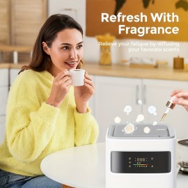 Powerful Portable Air Purifier with True HEPA H13 Filter, Smart App Control, 4-in-1 Air for Allergens, Dust, Smoke, Odors, Pollen, Pet Dander, Mold Spores, 99.99% Efficiency, 0.1, Quiet Operation, Compact & Stylish Design for Home, Car, Office, Large Room Coverage, Energy-Efficient, Durable & Easy Maintenance, Black/White, Ideal for Allergen-Free Air, Air Purifier For Home, Car Air Purifier, Smoke Eliminator, Purifier Air, Home Air Purifier, Air Filter For Home,