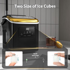 Portable Compact Ice Maker Machine with Self-Cleaning System, 24 lbs/Day & 24-Hour Operation, Digital Display & Timer, 2 Sizes (S/L) with Scoop & Basket - Countertop Ice Maker for Home, RV, Office, Bar, Coffee Station - Compatible with Milk, Drinks, Coffee - 120V, US Plug, 120W, 1.06gal Mini Fridge Design, Ideal for Small Spaces, Energy-Efficient, No Batteries Required, Perfect for Pairing with Milk/Drinks/Coffee, Compact & Portable for Indoor/Outdoor Use, Great for RVs and Bars, Ice