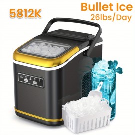 Portable Compact Ice Maker Machine with Self-Cleaning System, 24 lbs/Day & 24-Hour Operation, Digital Display & Timer, 2 Sizes (S/L) with Scoop & Basket - Countertop Ice Maker for Home, RV, Office, Bar, Coffee Station - Compatible with Milk, Drinks, Coffee - 120V, US Plug, 120W, 1.06gal Mini Fridge Design, Ideal for Small Spaces, Energy-Efficient, No Batteries Required, Perfect for Pairing with Milk/Drinks/Coffee, Compact & Portable for Indoor/Outdoor Use, Great for RVs and Bars, Ice