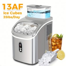 Multi-Gauge Commercial Ice Machine Countertop, 28/35/45 Lb/Day, Self-Cleaning, 24 Hour Timer, LED Panel with Ice Scoop, Bullet Ice/Nugget/Cube Ice Maker, Home/Bar/Party, with Ice Basket