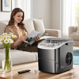 Portable Countertop Nugget Ice Maker with One-Touch Self-Cleaning, 35lbs/24H & 7-Minute Ice Production, Soft Chewable Nuggets, Includes Scoop & Basket, Stainless Steel Design for Home, Kitchen, Office, Parties (Black), Chewable Ice Maker, Kitchen Appliance, Modern Kitchenware, Easyclean Machine