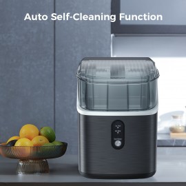 Portable Countertop Nugget Ice Maker with One-Touch Self-Cleaning, 35lbs/24H & 7-Minute Ice Production, Soft Chewable Nuggets, Includes Scoop & Basket, Stainless Steel Design for Home, Kitchen, Office, Parties (Black), Chewable Ice Maker, Kitchen Appliance, Modern Kitchenware, Easyclean Machine