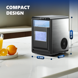 Nugget Ice Maker Countertop, 44Lbs/400lbs /24H Pebble Ice Maker Machine, Self-Cleaning Pellet Ice Machine with Ice Scoop&basket, Sonic Countertop Ice Machine for Home/Kitchen/Office (Black/Sliver)