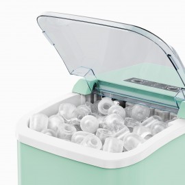 MCQ 1PCS Countertop Ice Maker | 9 Cubes in 6 Mins • 26lb Daily Capacity • Self-Cleaning • 2 Bullet Ice Sizes • Includes Scoop & Basket (Black/Green), 9 x 12 x 13 In