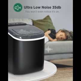 Table Top Ice Maker with Handle, Makes 20 Pounds of Ice in 24 Hours, 9 Ice Cubes in 7 Minutes, Self-Cleaning Portable Ice Maker with Basket and Scoop for Home/Kitchen/Camping/RV. (Black)