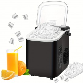 Countertop Ice Maker Machine - 9 Cubes in 7 Mins, 20lbs/24Hrs, 2 Sizes Bullet Ice, Self-Cleaning with Scoop & Basket, 115V US Plug for Home, Kitchen, Parties, Ice Maker Machine for Countertop