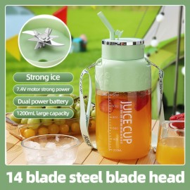 1200 milliliters capacity, universal for all seasons, large-capacity wireless portable juicer bucket, electric sports cup-style fresh fruit juicer, 10 sets of stainless steel blades, powerful motor, highly suitable for outdoor fresh juice extraction.