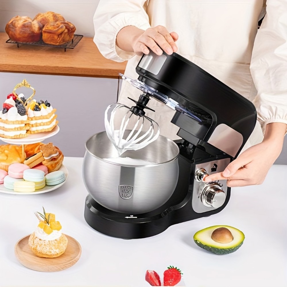 Seaspark 300W Household Electric Mixer, 6-Speed Tilting Head, 3.3qt Stainless Steel Mixing Bowl, Dough Hook, Egg Beater, Mixer And Other Accessories