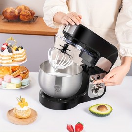 Seaspark 300W Household Electric Mixer, 6-Speed Tilting Head, 3.3qt Stainless Steel Mixing Bowl, Dough Hook, Egg Beater, Mixer And Other Accessories