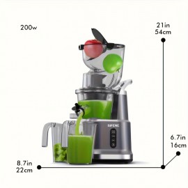Cold Press Juicer Machine, SiFENE Slow Masticating Juicer, 83mm Wide Chute For Whole Fruits & Vegetables, Easy To Clean, High Yield, Non BPA, Gray