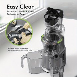 Cold Press Juicer Machine, SiFENE Slow Masticating Juicer, 83mm Wide Chute For Whole Fruits & Vegetables, Easy To Clean, High Yield, Non BPA, Gray