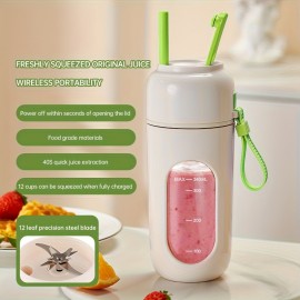 1pc Portable Wireless Juicer Cup with 1500mAh Battery - 18000 RPM Powerful Motor, One-Click Operation, 11.83oz Capacity, Compact Design for Travel, Camping, And Home Use, Juicer For Juice, Travel Juicer, Modern Juicer, Durable Juicer