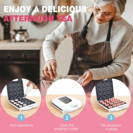 16-Cavity Donut Maker Machine - Double-Sided, 110V, No Battery Needed, Perfect for Breakfast Sandwiches, Cakes, and Desserts, Kitchen Appliance with Easy-Use Controls, Donut Making Machine, Dessert Preparation, Modern Kitchenware, Durable Plastic Body