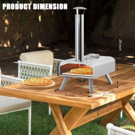 Outdoor Pizza Oven, 12 in Portable Pizza Oven Outdoor, Wood Pellet Pizza Ovens with Pizza Stone, Pizza Peel, Thermometer and Carry Bag, Stainless Steel Pizza Maker Grill for Outside Backyard Camping