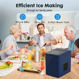 Ice Maker Countertop, 9 Cubes Ready In 7 Mins, 20lbs In 24Hrs, 2 Sizes Of Bullet Ice, Self-Cleaning Ice Machine With Ice Scoop And Basket For Home Kitchen