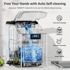 Countertop Ice Maker, 28 Lbs/24 Hrs, 9 Bullet Ice Cubes In 6 Minutes | Nugget Ice Makers Countertop, 45lbs/24H Pebble Ice Maker Machine With Self-Cleaning, Stainless Steel Housing, With 2.5qt Water Reservoir For Home/kitchen/office