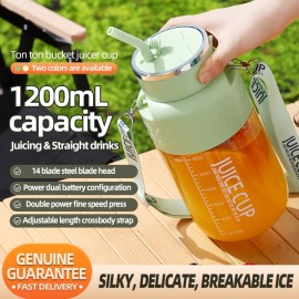 1200 milliliters capacity, universal for all seasons, large-capacity wireless portable juicer bucket, electric sports cup-style fresh fruit juicer, 10sets of stainless steel blades, powerful motor, highly suitable for outdoor fresh juice extraction.